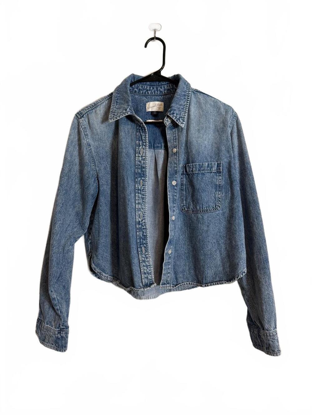 Cropped Denim Button Up Shirt